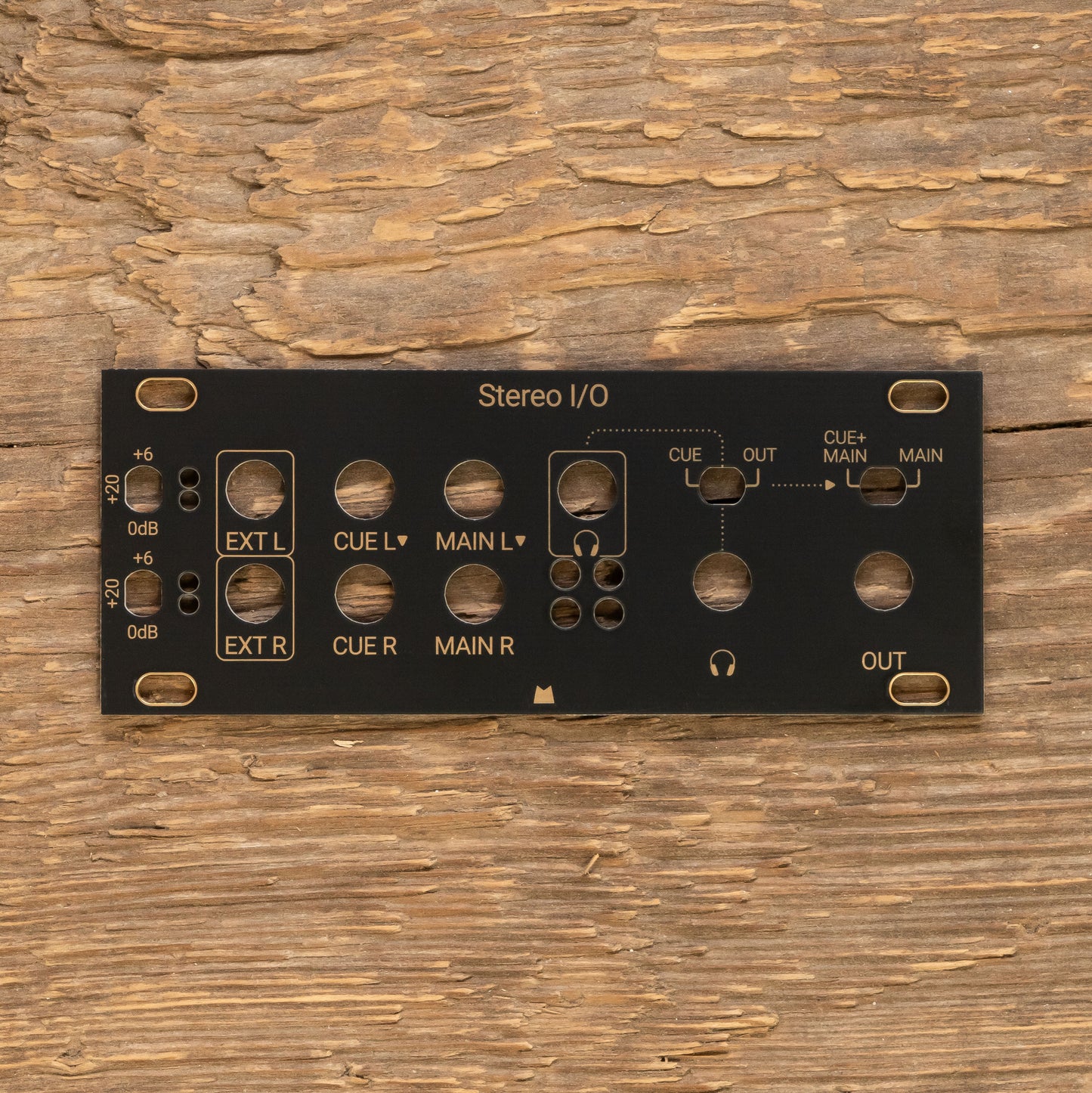 Stereo I/O 1U black & gold panel