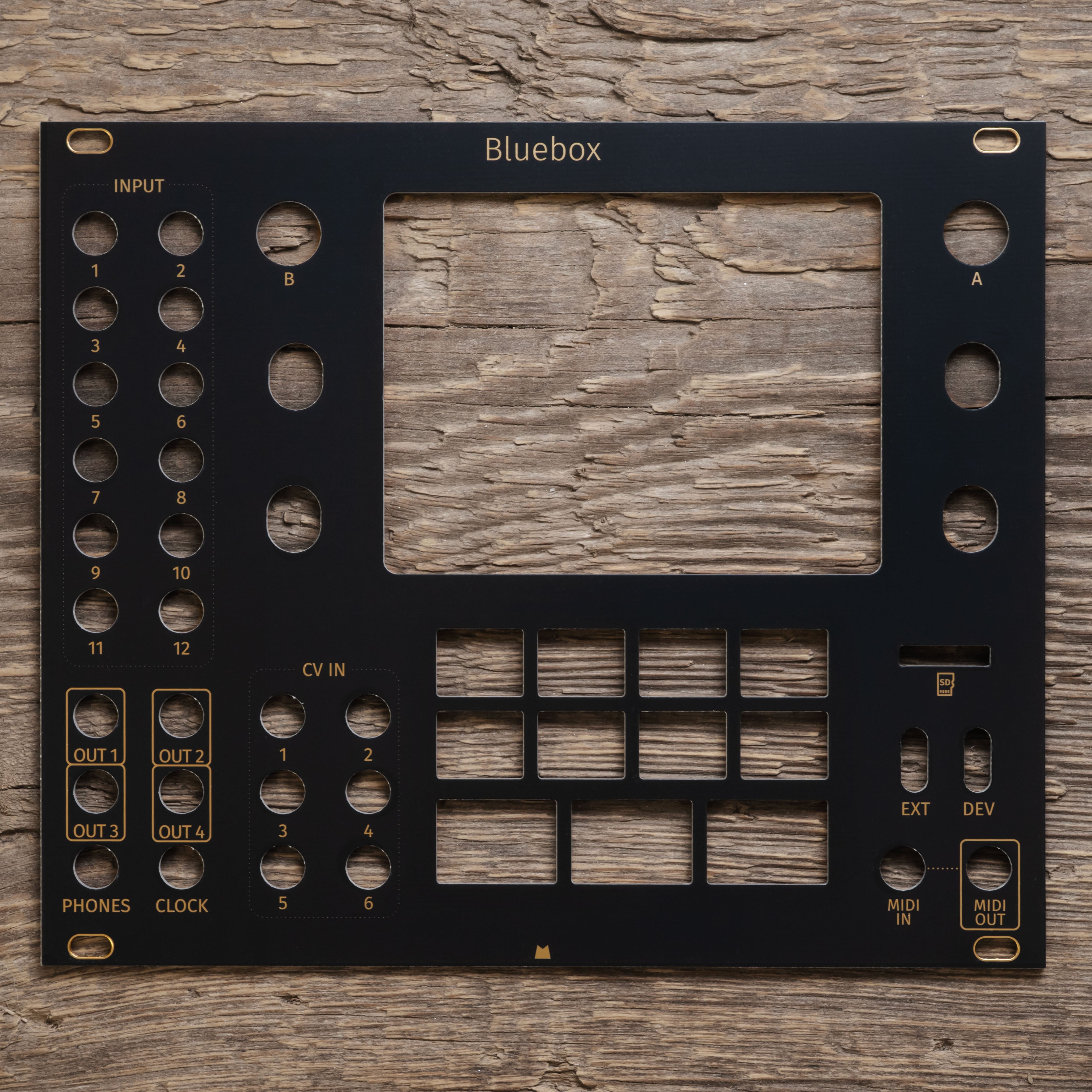 Bluebox - black & gold panel – Mörk Modules