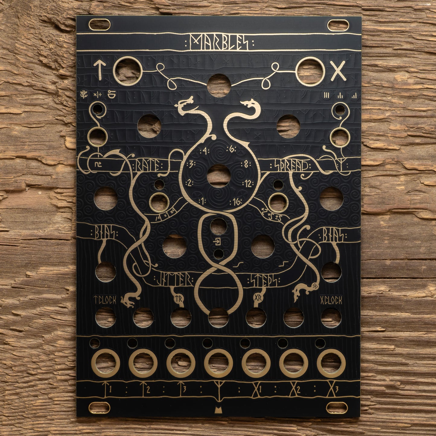 Marbles - Runes - black & gold panel