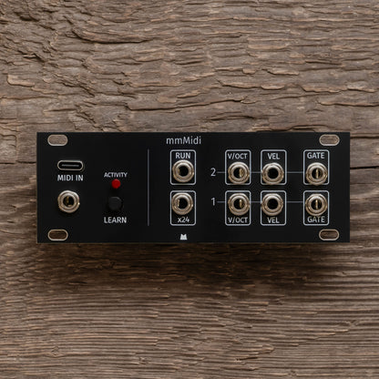 mmMidi (mk1 + mk2) - 1U - black panel