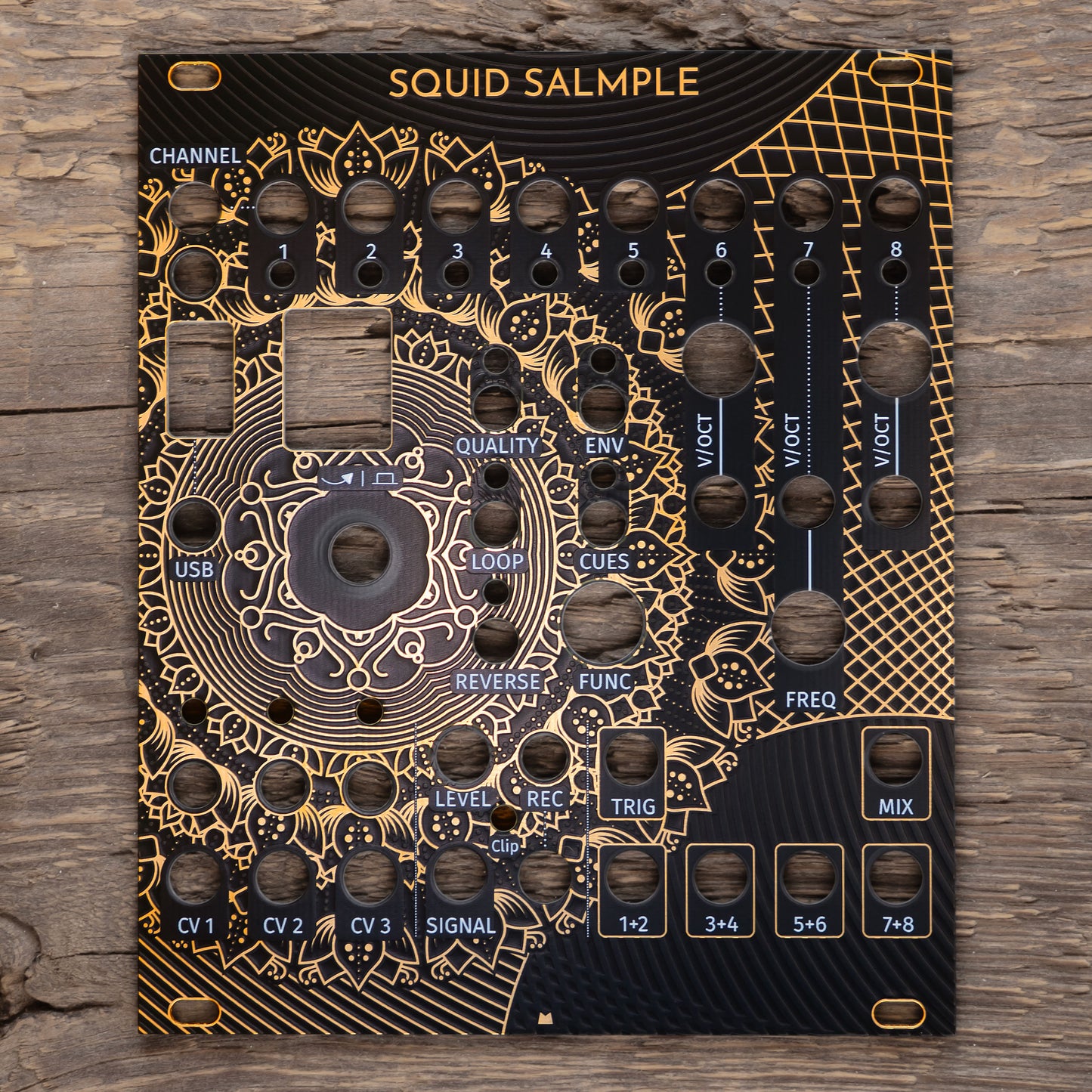 Squid Salmple - Golden Lotus - black & gold panel